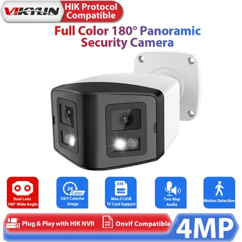 Vikylin Full Panoraminis Saugumo Kameros 4MP Dvigubo Objektyvo Kulka Kamera Hikvision Suderinama POE Stebėjimo kamerų Lauko