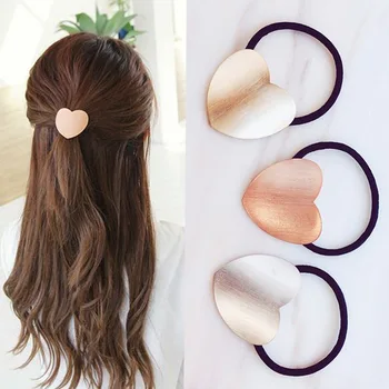 Prašmatnus Metalo Plaukų Kaklaraištis su Geometrinių Širdies Elastinės Juostos Hairband Lankelis резинки для волос Krūvą Virvę Accesorios Para El Kabeljas